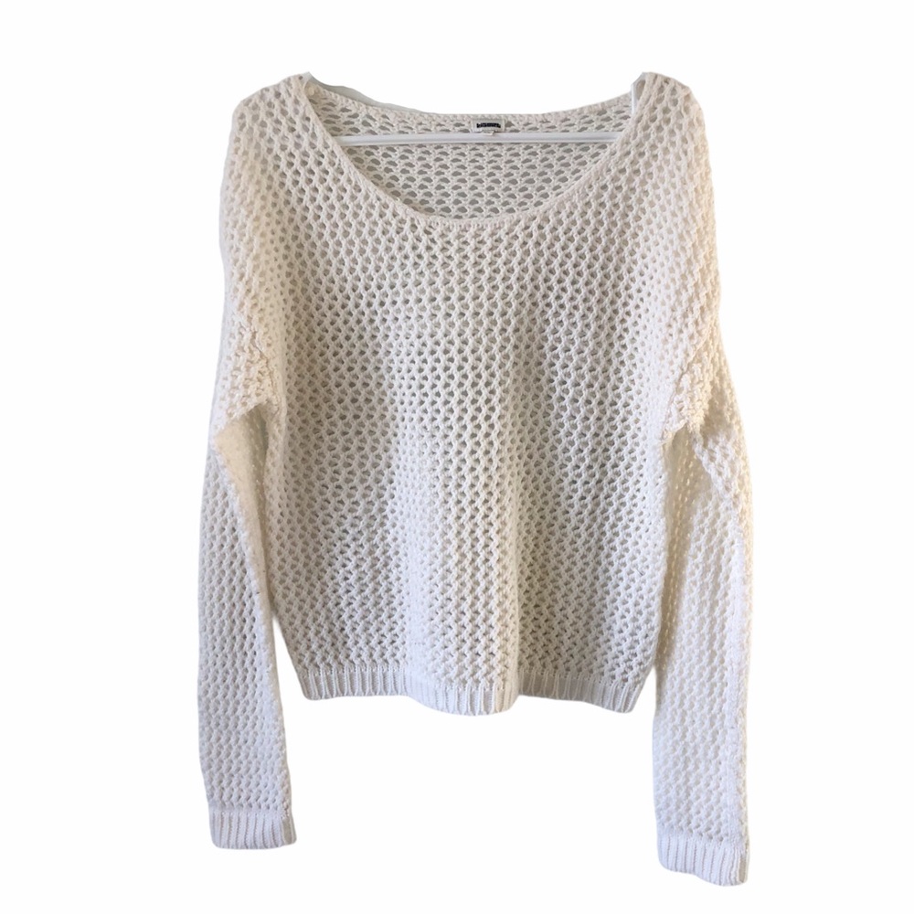 Kismet White Summer Mesh Sweater Cover up cozy M